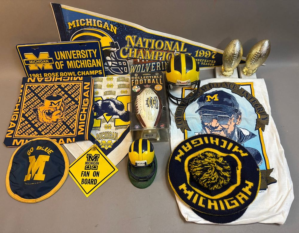 Lot 206: Lot 13 University Michigan Football Collectibles
