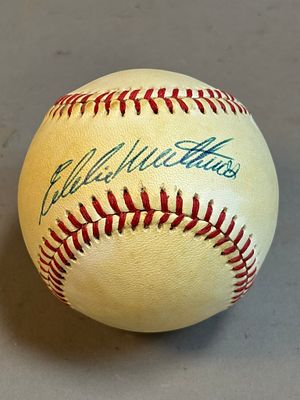Eddie Mathews Rawlings Feeney Signed Haiti Ball. PLEASE SEE ALL PHOTOS AND USE THEM AS A BETTER 