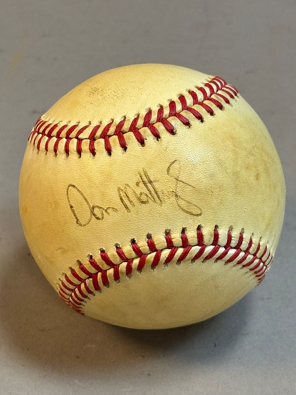 Lot 232: Don Mattingly Single Signed Rawlings Brown Haiti