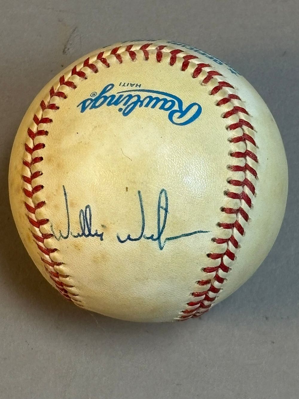 Lot 244: Willie Wilson Single Signed Rawlings Brown Ball