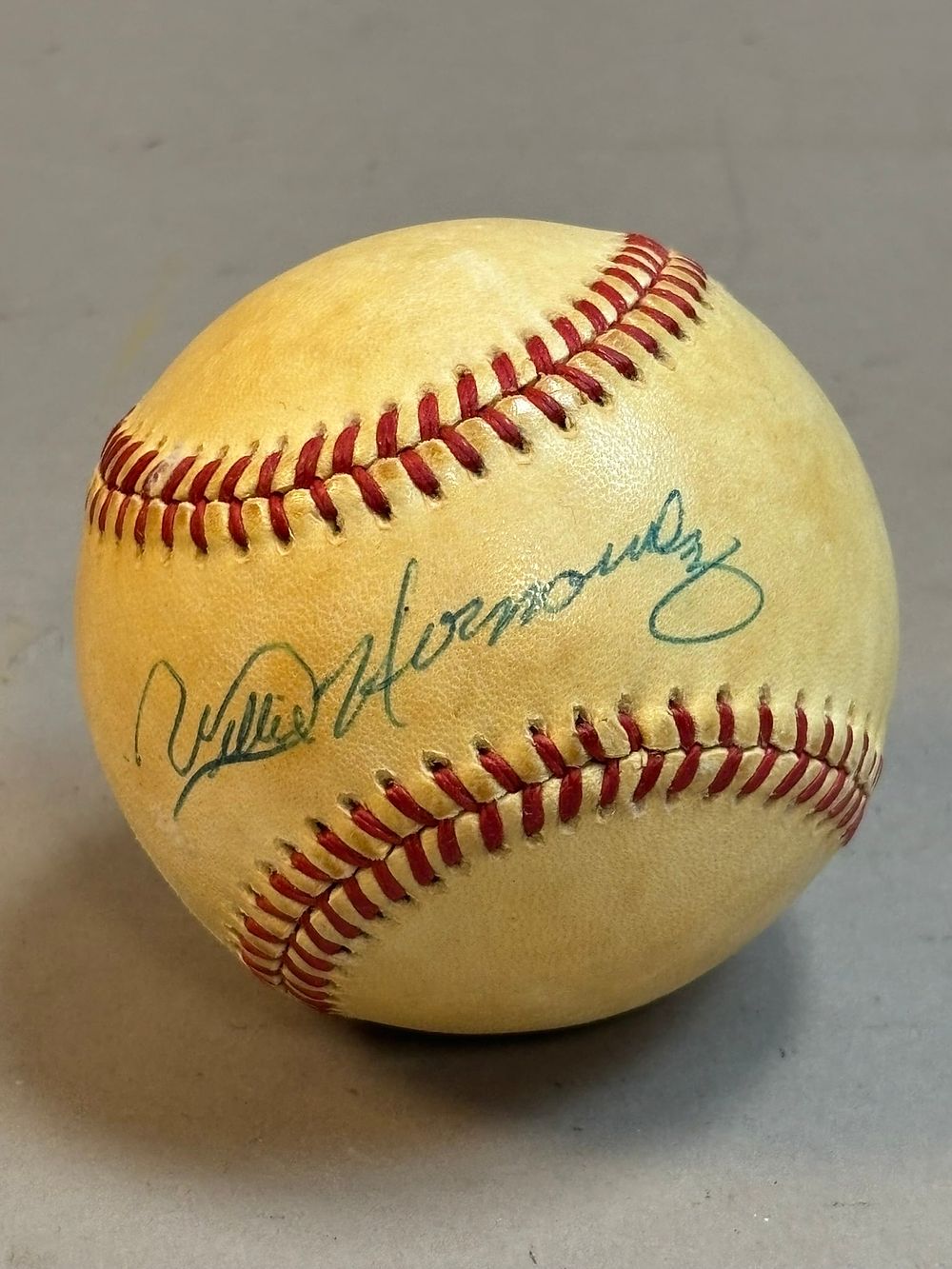 Lot 261: Willie Hernandez Single Signed Baseball Brown