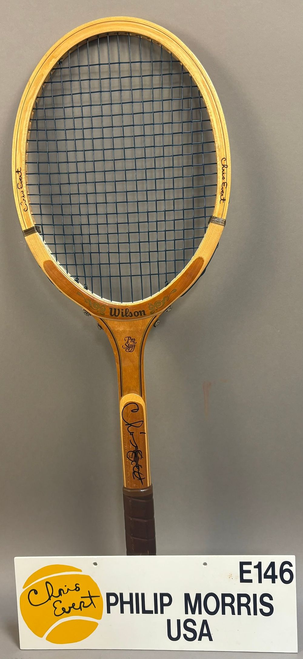 Lot 274: Pair Signed Chris Evert Tennis Racket & Sign