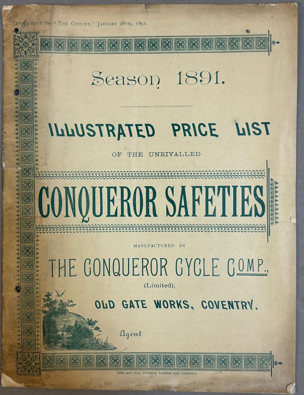 Lot 302: 1891 Conqueror Bicycles Origina Bicycle Catalog