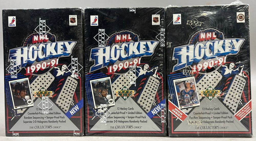 Lot 350: 3 1990-91 UPPER DECK NHL Hockey Boxes High Series