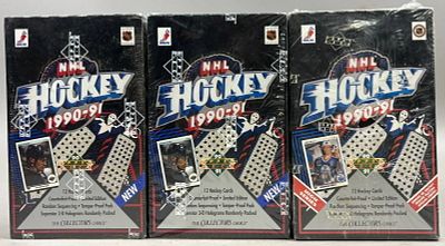 3 1990-91 UPPER DECK NHL Hockey Boxes High Series. PLEASE SEE ALL PHOTOS AND USE THEM AS A 