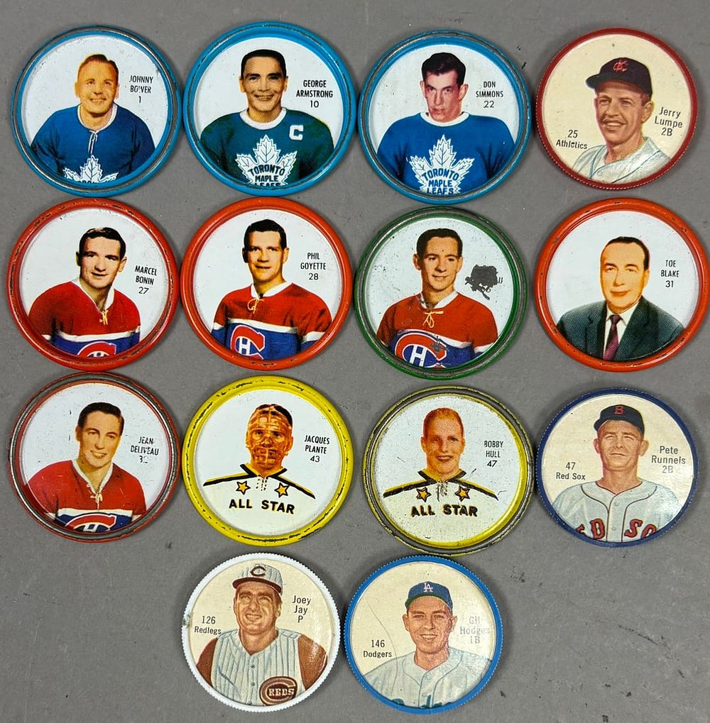 Lot 369: Lot 14 1962-63 Shirriff Hockey Coin BOBBY HULL