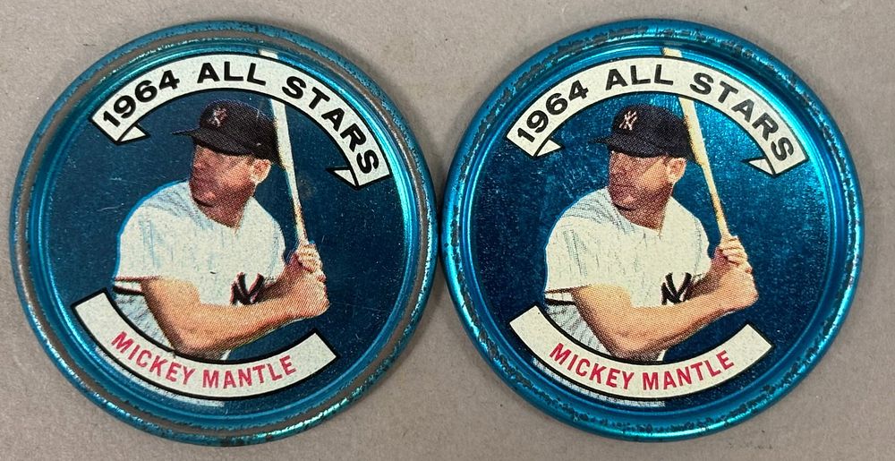 Lot 372: Pair Mickey Mantle #131 1964 Topps All Star Coin