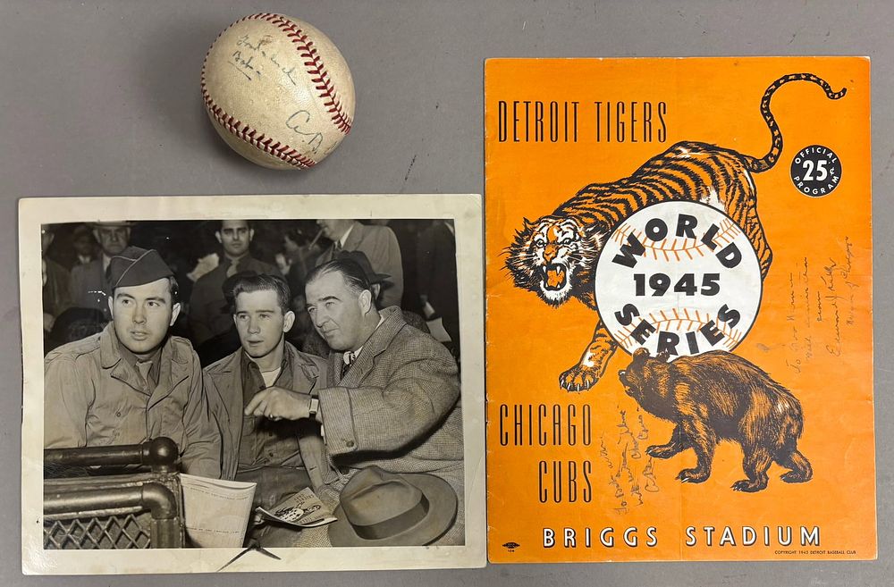 Lot 377: 1945 World Series Program Game Ball WW2 Vets