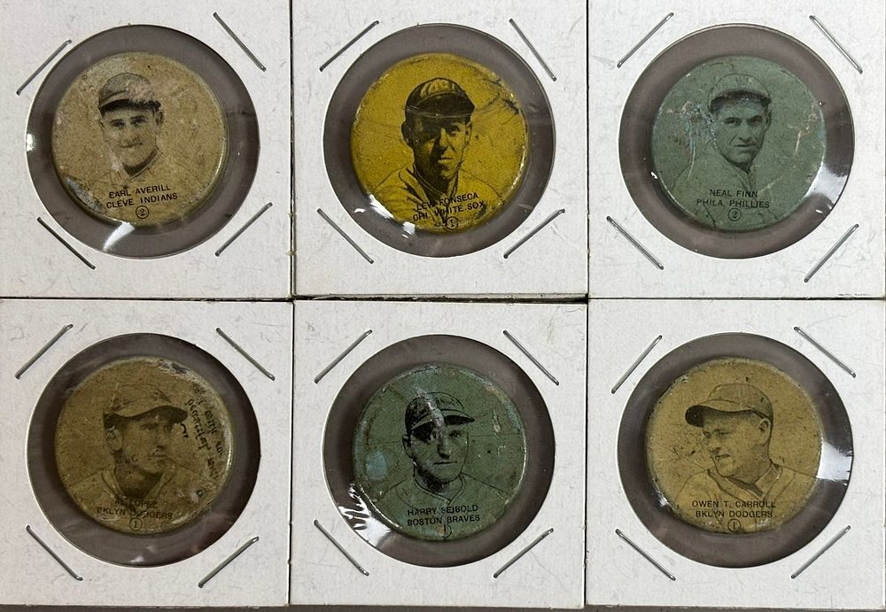 Lot 384: Lot 6 1933 PX3 Double Header Pinback Button