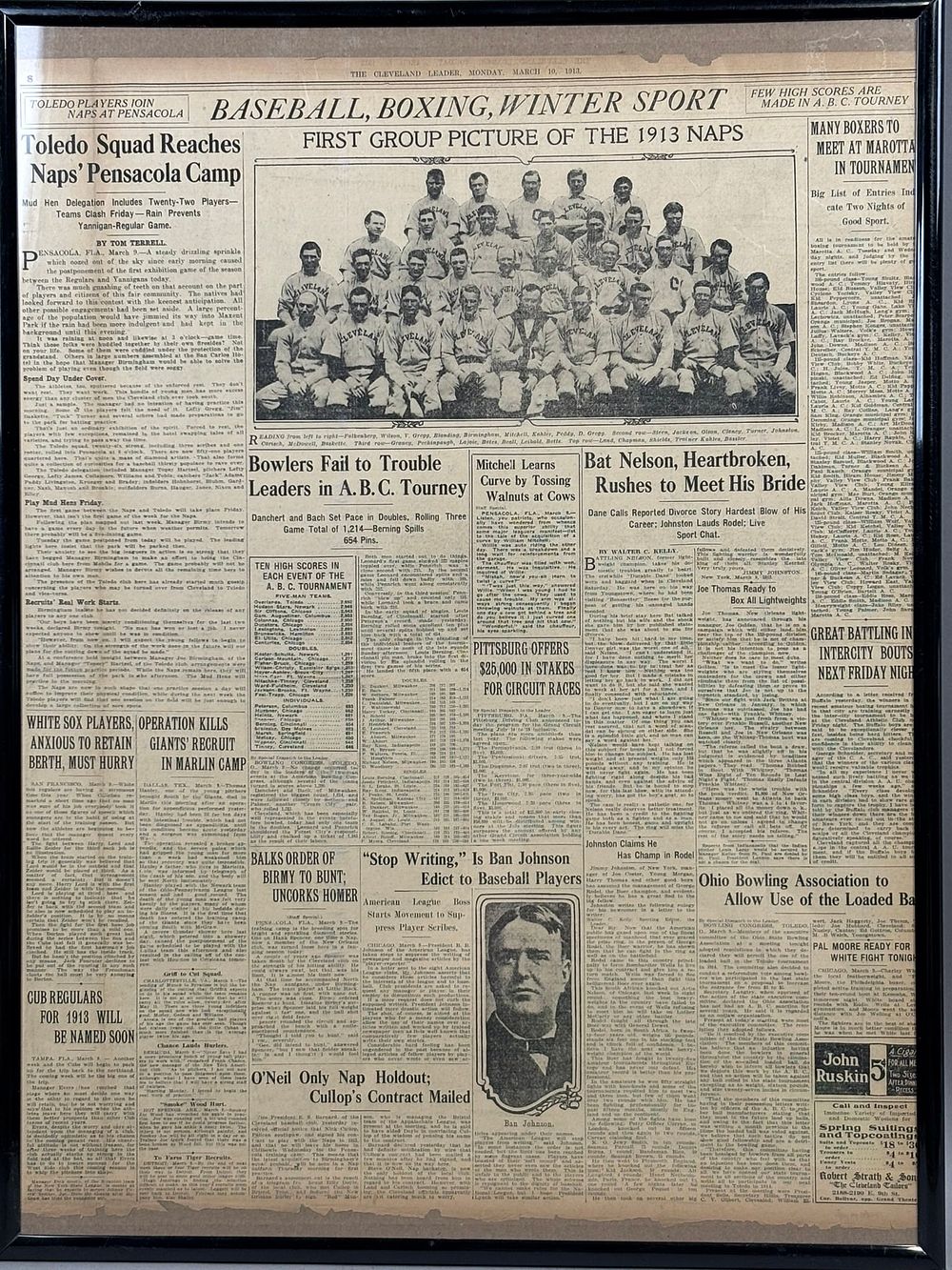Lot 386: Cleveland Reader 1913 NAPS w/ JOE JACKSON Baseball Team Newspaper