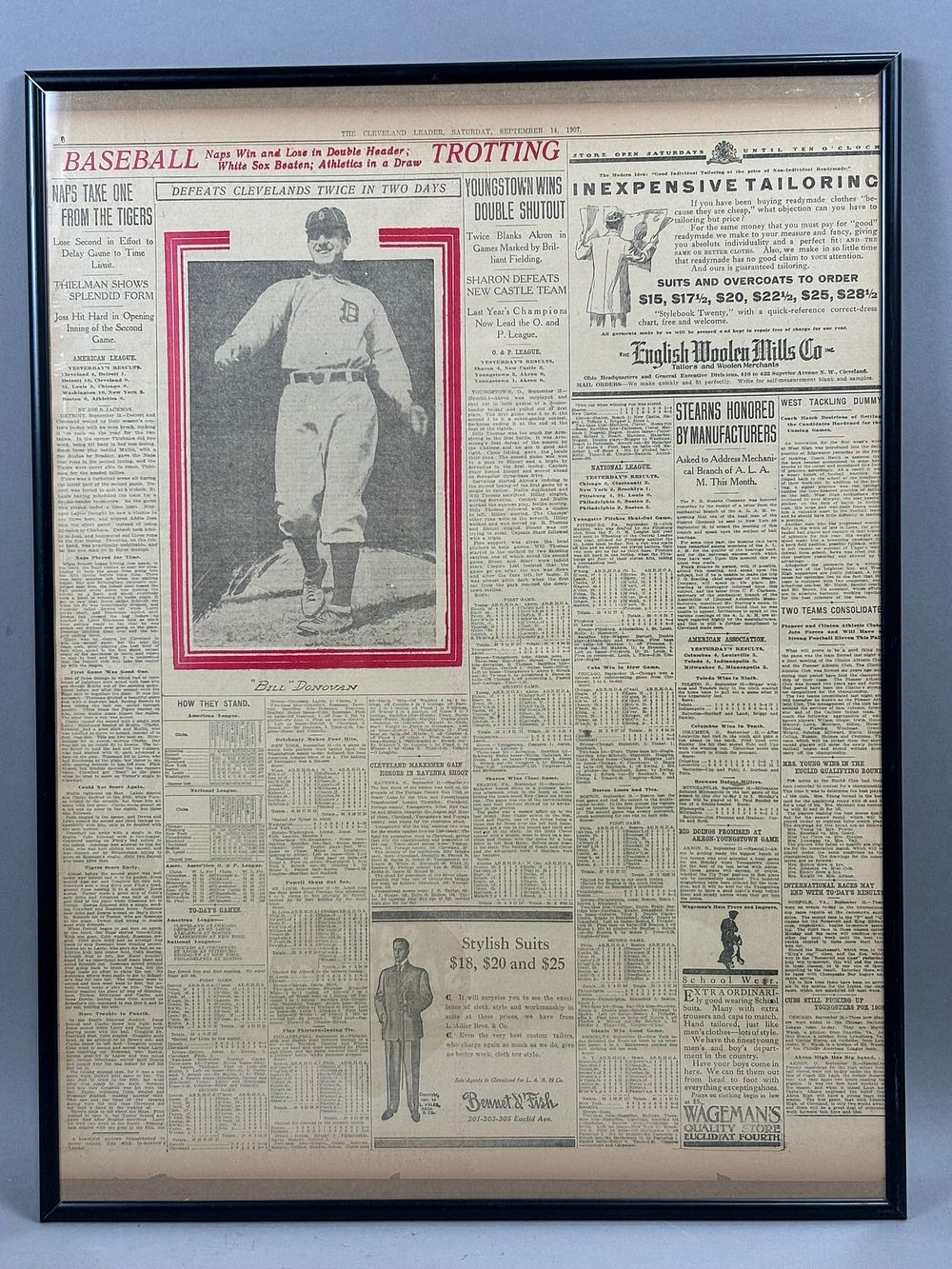 Lot 390: 9.14.1907 THE CLEVELAND LEADER Bill Donovan Tigers