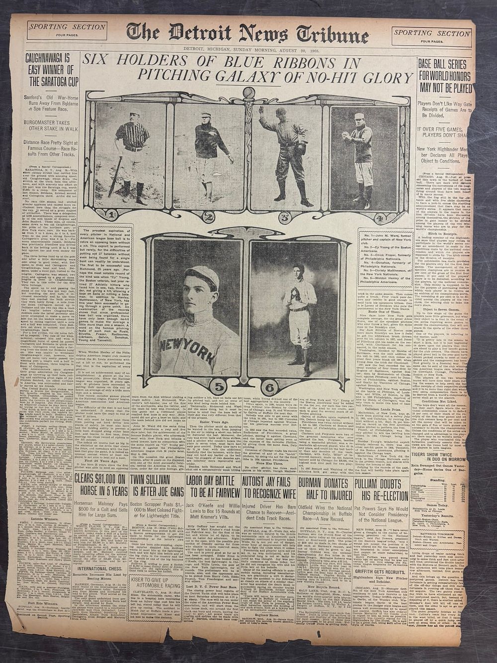 Lot 401: Detroit News Tribune 1905 Baseball Newspaper RARE