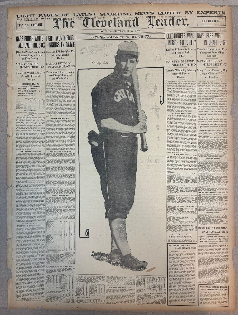 Lot 405: 1906 Cleveland Leader FIELDER JONES Baseball News