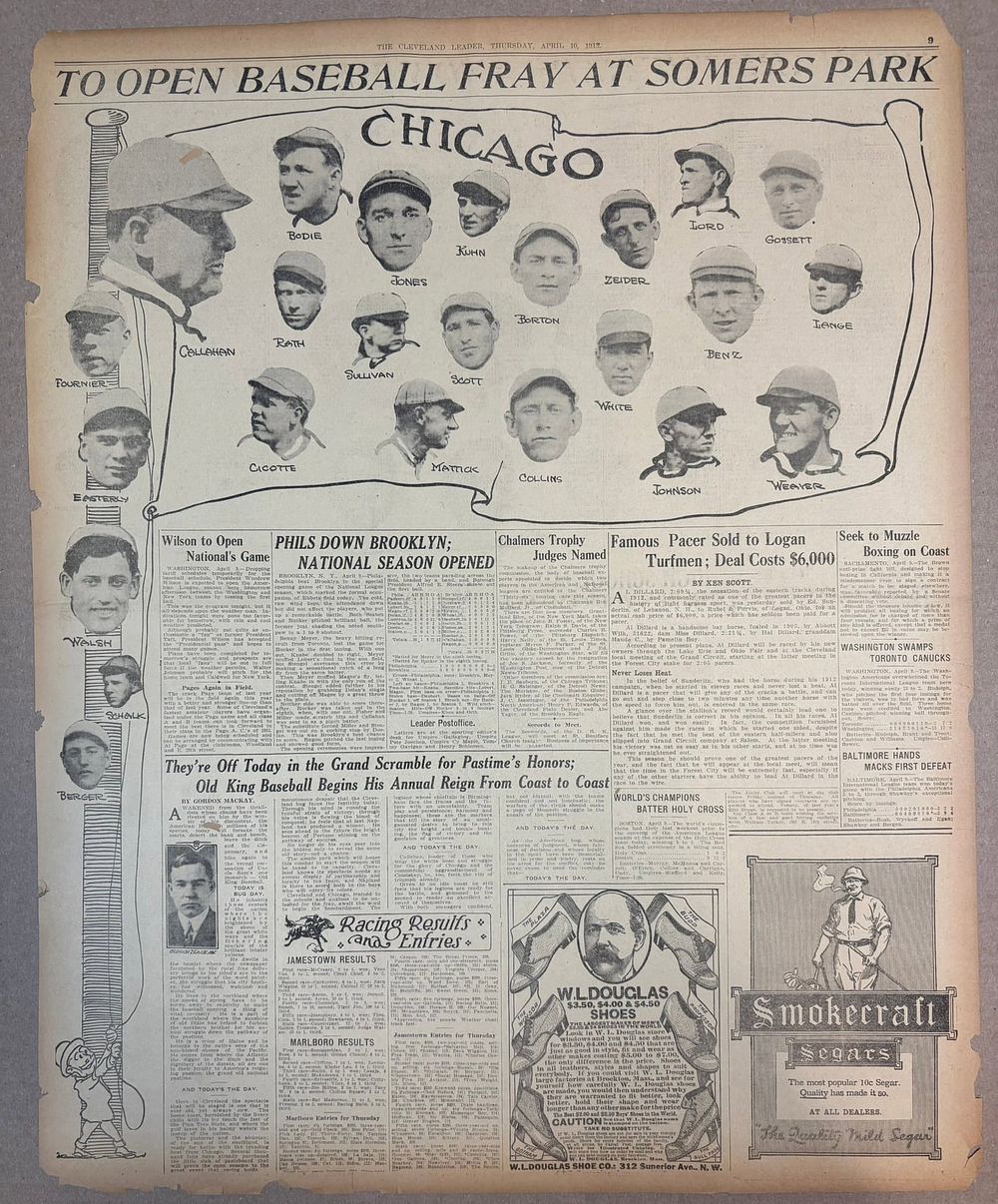 Lot 410: 1912 Cleveland Leader Chicago Baseball Newspaper