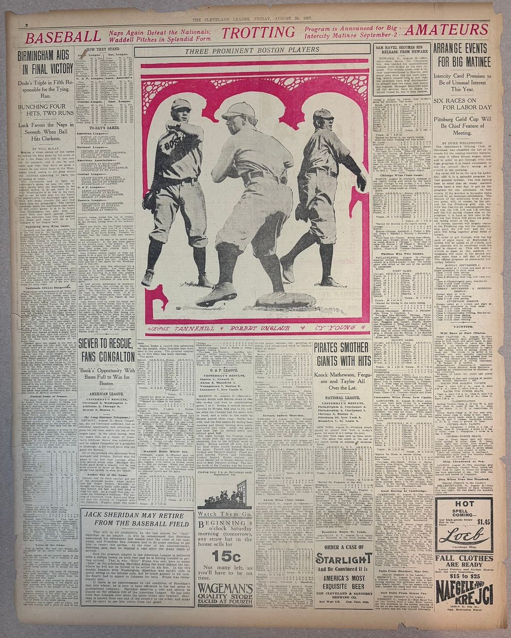 Lot 410B: 1907 CLEVELAND LEADER CY YOUNG BASEBALL NEWSPAPER