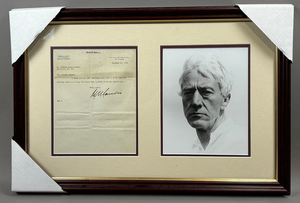 Lot 432: 1932 Kenesaw Landis Signed Baseball Letter & Photo