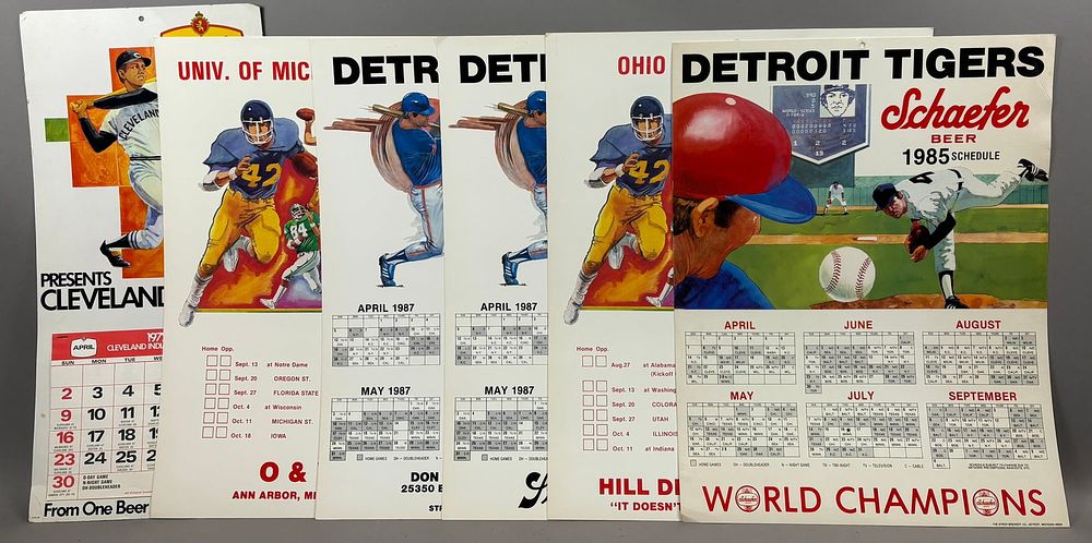 Lot 435B: 6 Schaefer Strohs Detroit Tigers Baseball Posters