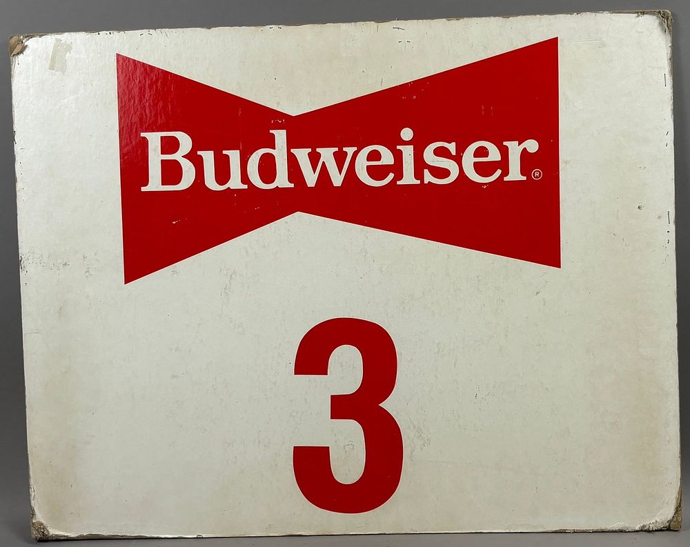 Lot 443: Budweiser 1970s 3rd Round Flint Boxing 28x22 Sign