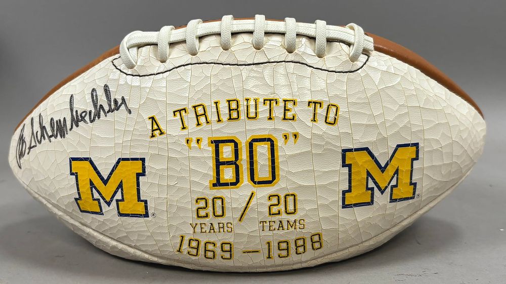 Lot 448: BO SCHEMBECHLER 20 Years Teams 69-88 Signed Ball