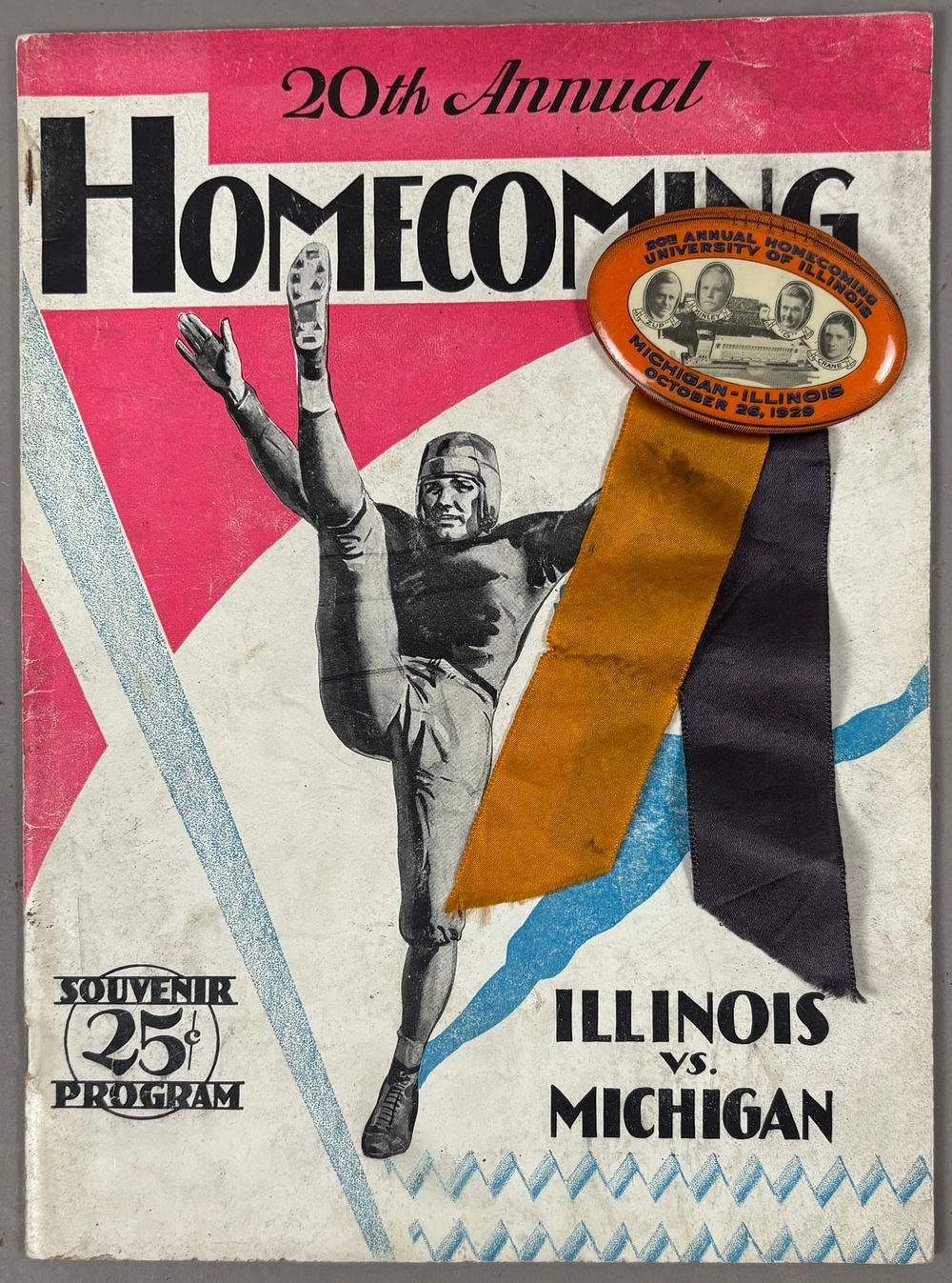 Lot 451: 1929 20th Annual MICHIGAN vs ILLINOIS Program Pin