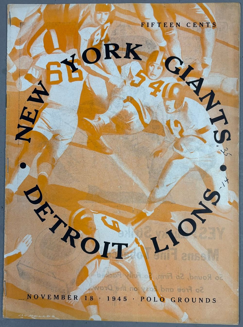 Lot 453: New York Giants Detroit Lions Nov 18 1945 Program