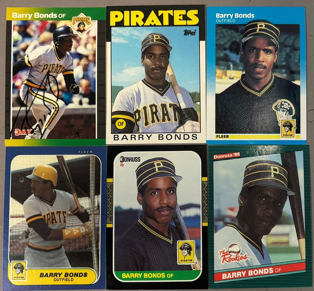 Lot 480B: 6 Barry Bonds Topps Fleer RC Lot Signed Auto Card