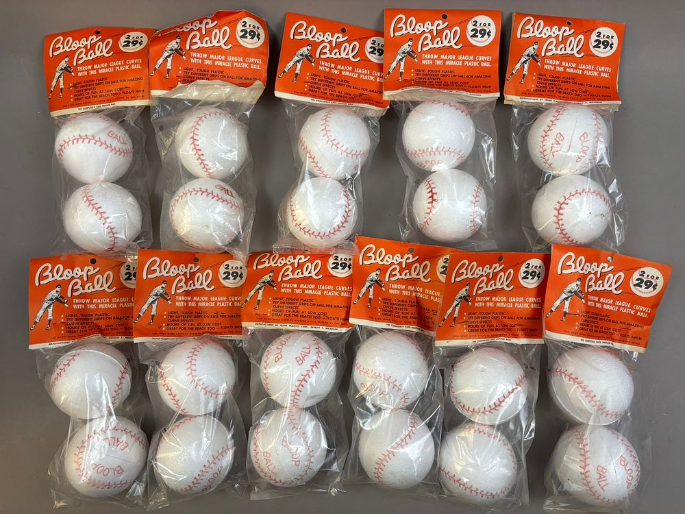 Lot 516: Lot 11 Original BLOOP BALL Styrofoam 50s Baseball