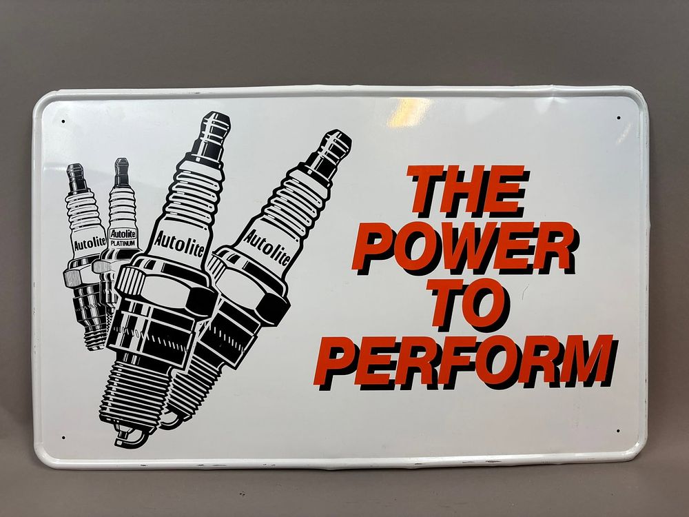 Lot 2B: Power Perform Autolite SST Tin Self Framed Spark Plug Sign