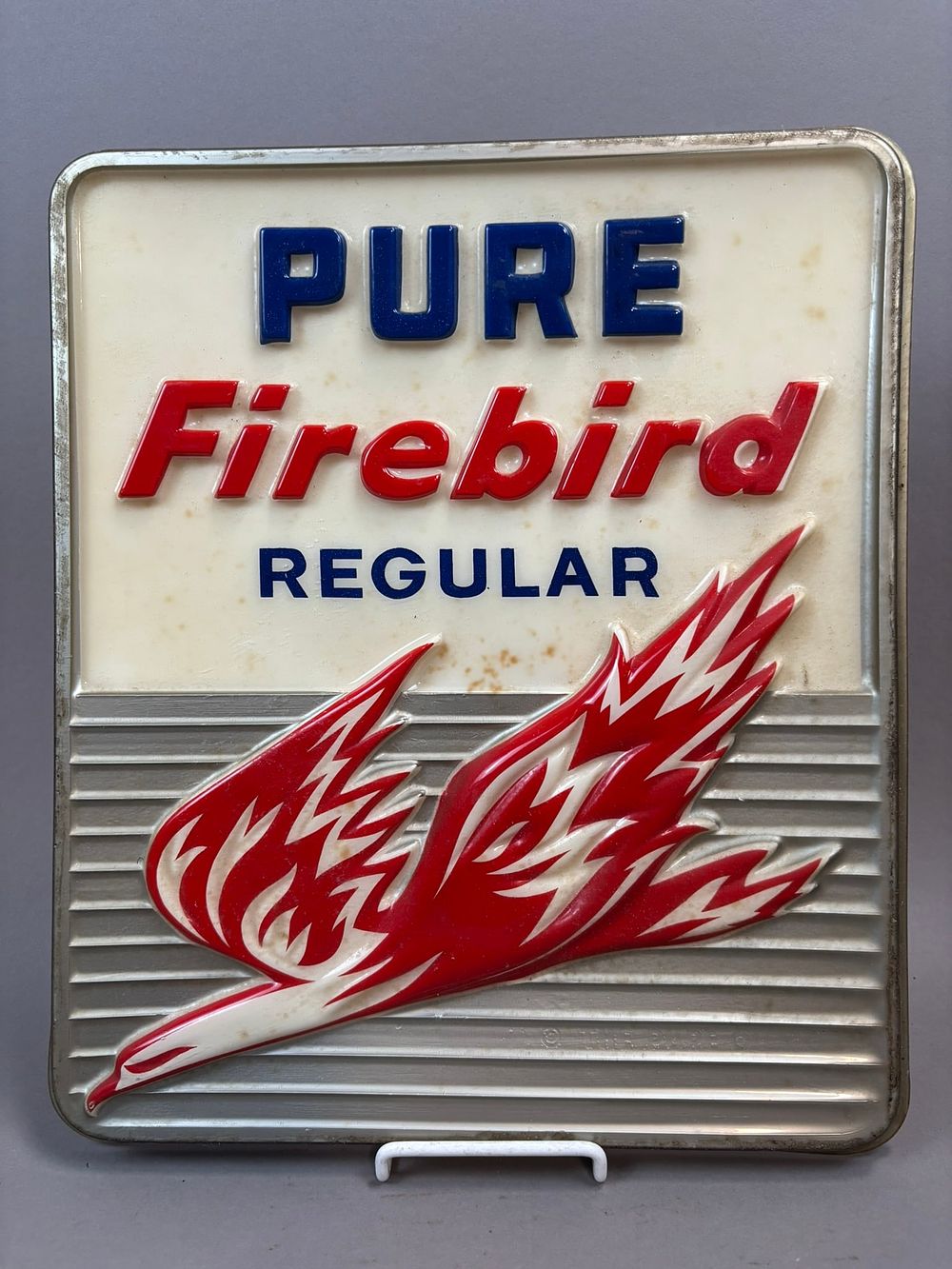 Lot 10B: Pure Firebird Regular Emboosed Plastic Advertising Gas Pump Sign