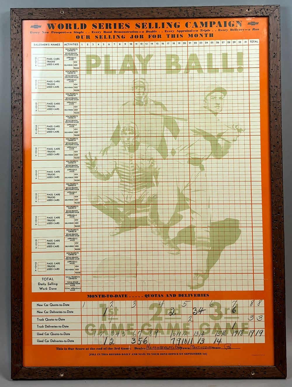 Lot 16B: Antique 1931 Chevrolet Play Ball Baseball Dealer Advertising