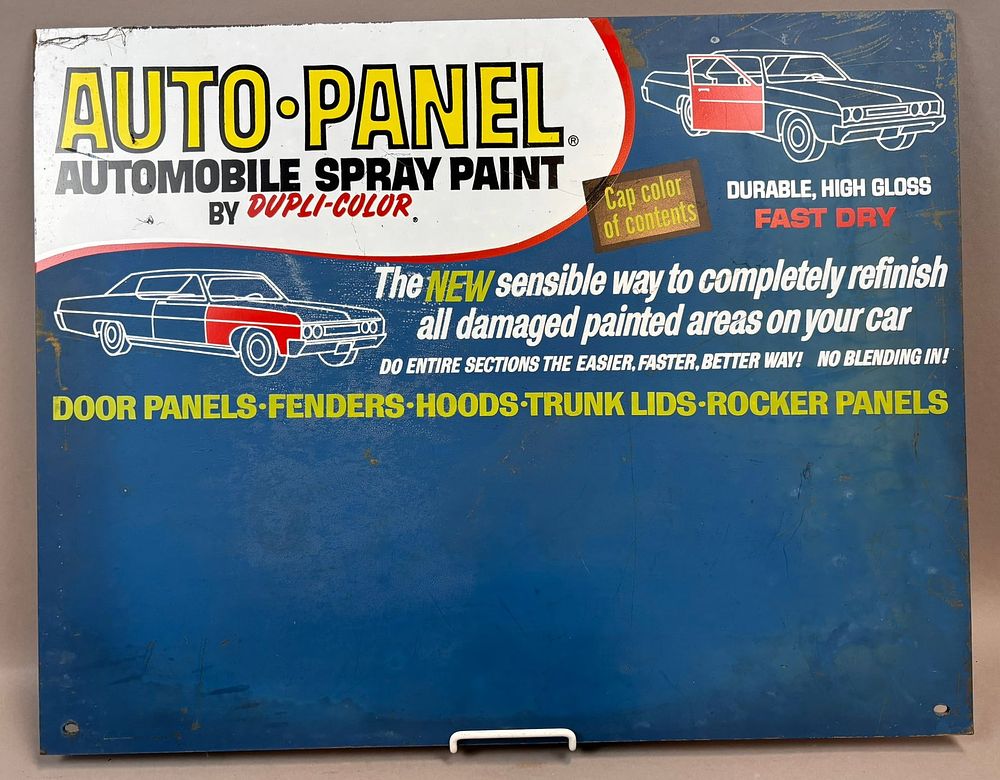 Lot 17B: Auto Panel Fibre Board Original Spray Paint Advertising Sign