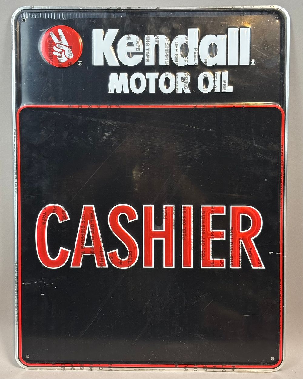 Lot 24B: NOS Kendall Motor Oil Cashier SST Tin Embossed Sign