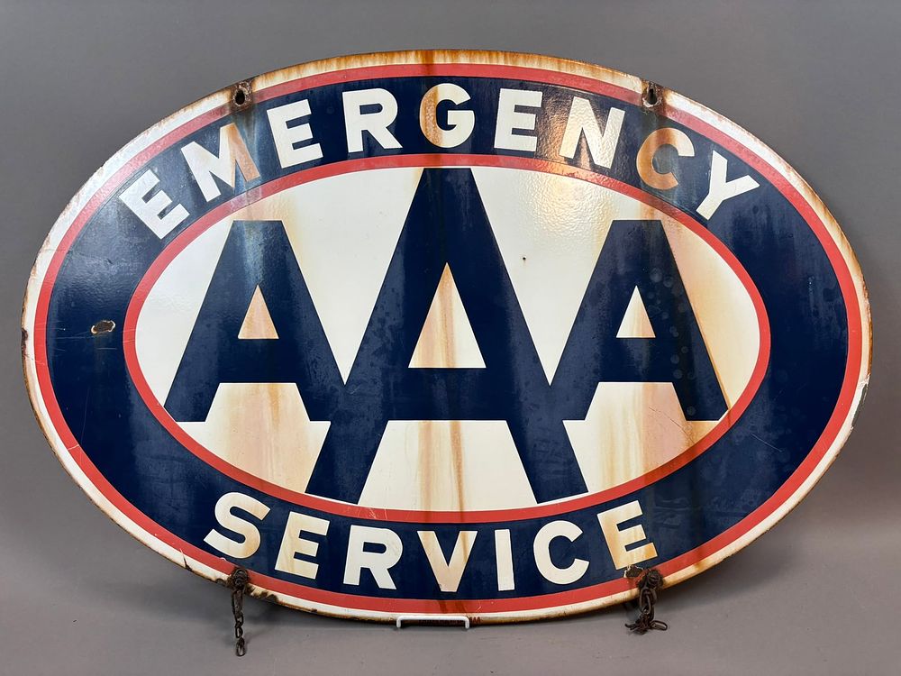 Lot 27B: AAA Emergency Service DSP Porcelain Advertising 50s Sign