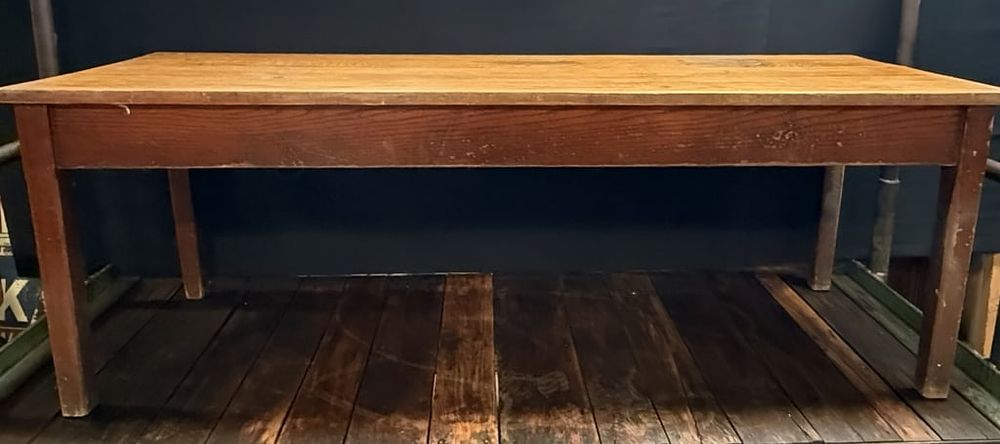 Lot 205: Antique Solid Oak 1920s School House Table