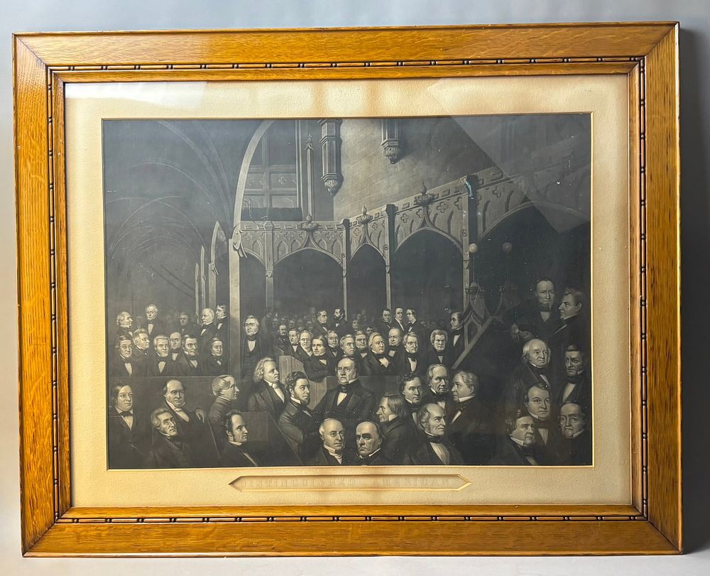 Lot 229: Antique Distinguished Americans Oak Framed Lithograph