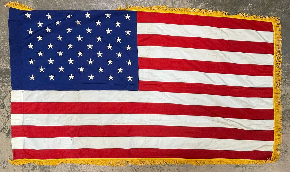 Lot 231: Vintage 50 Star American Silk 5x3 Foot Flag