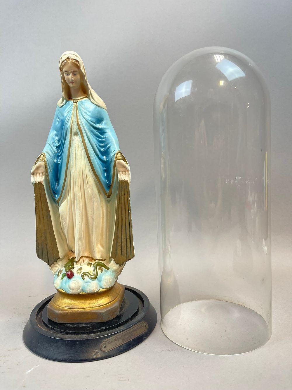 Lot 251: Our Lady Of The Miraculous Medal Statue w/ Cloche