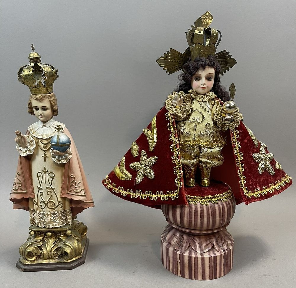Lot 258: Pair Saint Nino & Infant of Prague Religious Statues