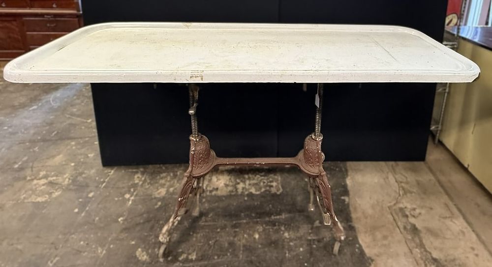 Lot 265: Antique Early 1900s Fancy Cast Iron Embalming Autopsy Table