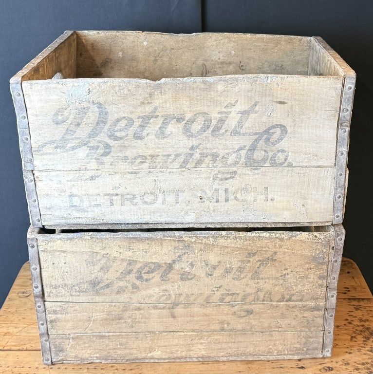 Lot 352: Pair Detroit Brewing Co Old Bru Fine Lager Crate
