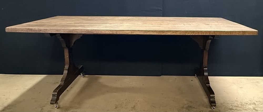 Lot 358: Antique Rolling Library Dining Room Table