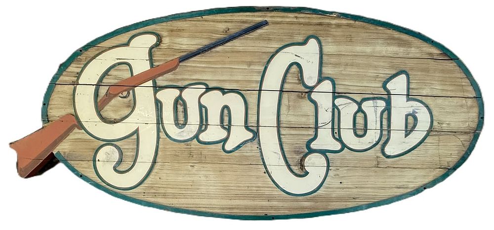 Lot 396B: Massive 93" Gun Club Carved Wooden Store Sign