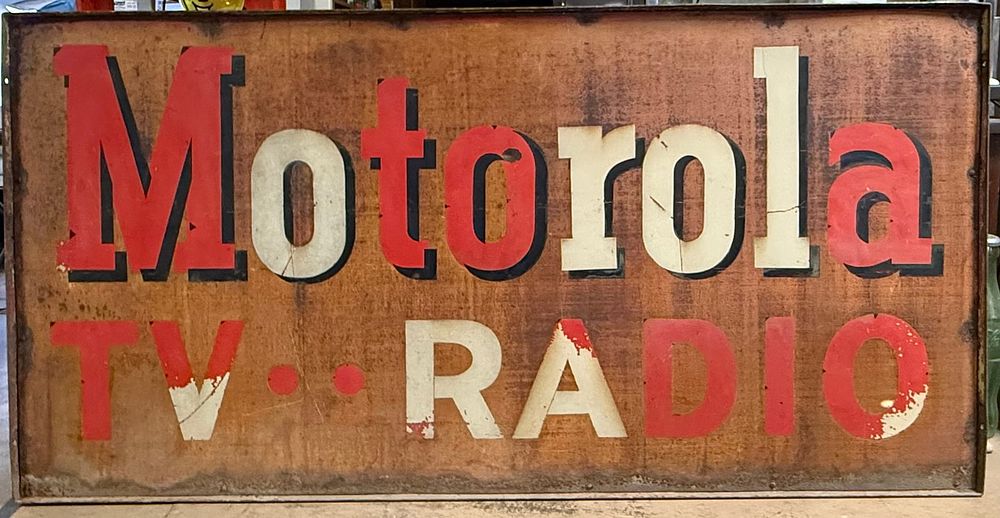 Lot 398: Motorola TV Radio DST Heavy Metal 8x4 Advertising Sign