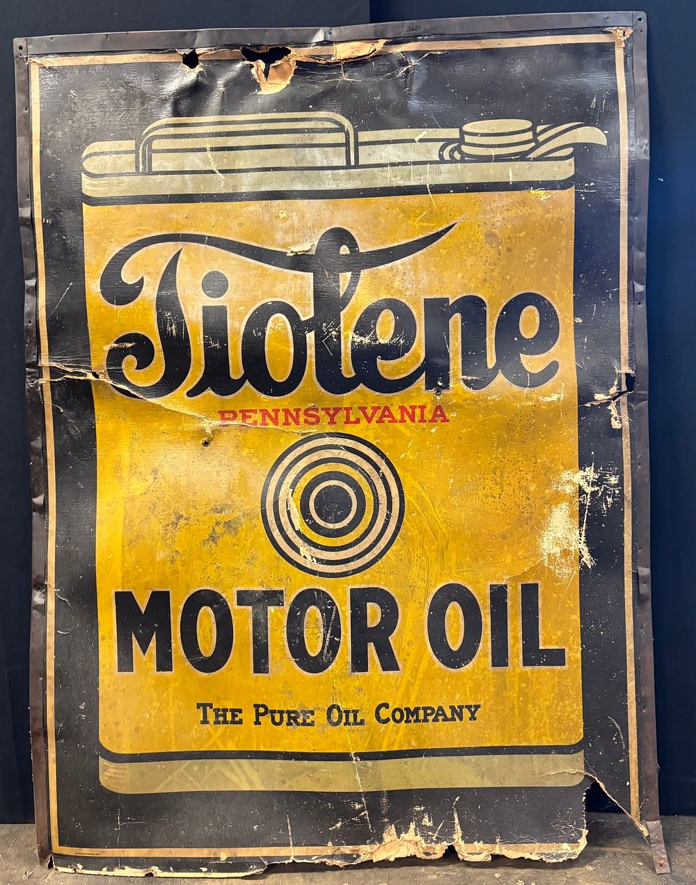 Lot 401: Tiolene Motor Oil Cardboard Kemper Thomas Original Sign