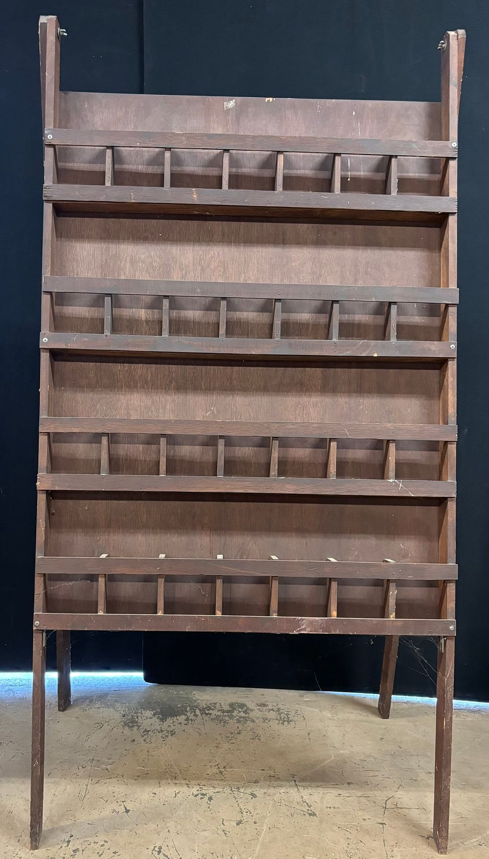 Lot 412: 50s 28 Slot Original Wooden Gas Station Map Cabinet Display