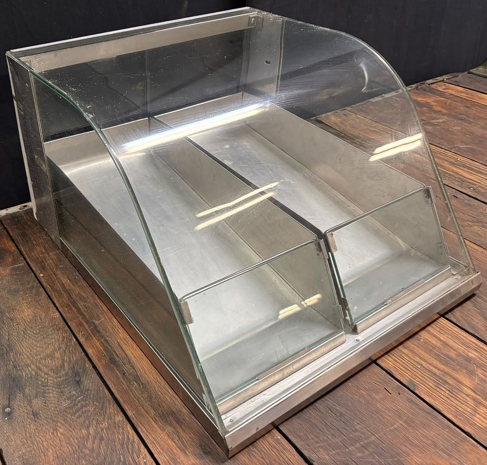 Lot 431B: Vintage Stainless Steel Drawer Glass Candy Shop Display Case