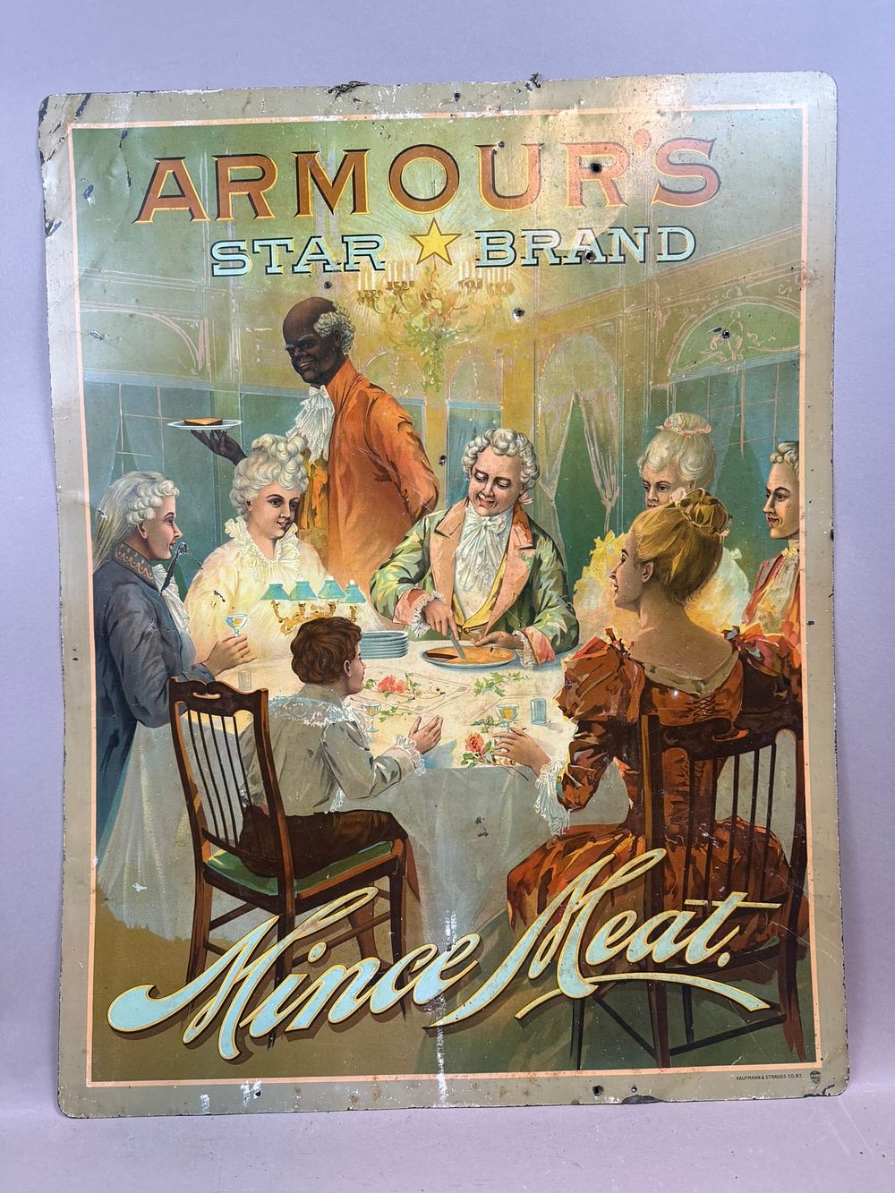Lot 371B: Armour's Star Brand Mince Meat Tin Lithograph Sign Rare