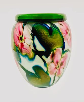 Monumental, Charles Lotton, Multi-Flora Dbl. Wall Vase Pink Wispy Flowers. A monumental 