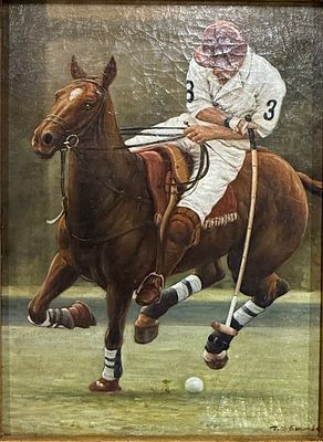 Jozef Brandt - Circle of Polish Artist, Jozef Brandt. Impressive Polo Player Oil Painting. Jozef 