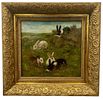 E. Kootz -Rabbits at Play- Oil on Canvas. Oil on canvas -Rabbits at Play- by artist, E. Kootz. Image - 1